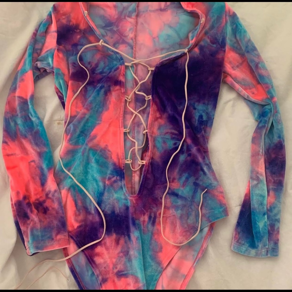 J. Valentine Tie Dye Lace Up Bodysuit